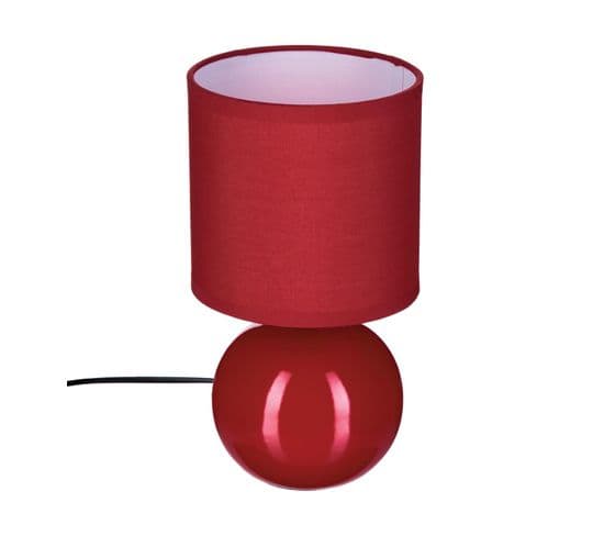 Lampe En Céramique Pied Boule Rouge Brillant