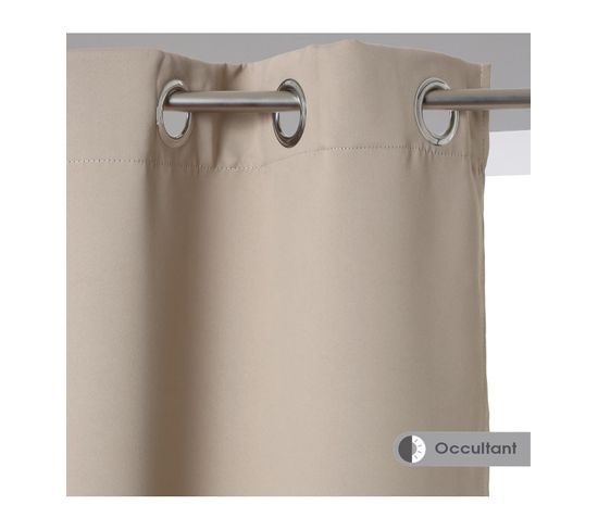 Lot De 2 Rideaux Occultants Beige Lin 135 X 240 Cm