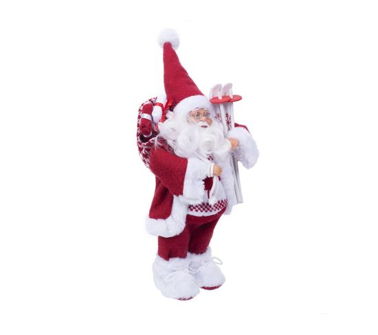 Père Noël Traditionnel En Habit Rouge Et Blanc H 30 Cm