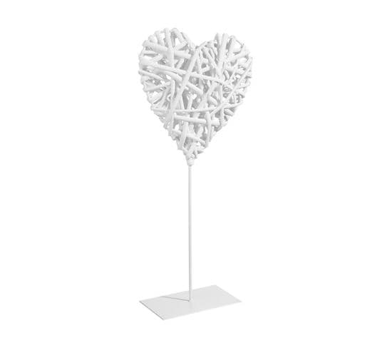 Objet Déco Coeur En Osier Pied En Métal H 37 Cm