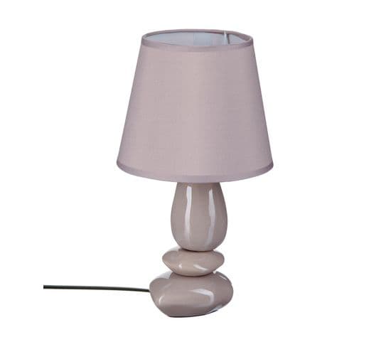 Lampe à Poser Pied En Céramique Abat-jour En Coton H 30 Cm