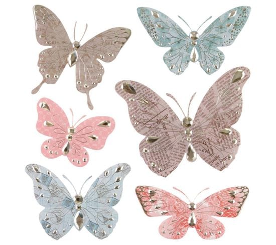 Lot De 6 Stickers "papillon" - 30x30 Cm
