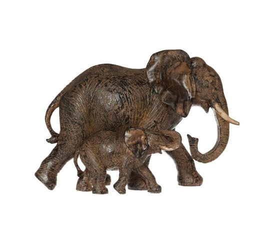 Objet Déco Éléphant Et  Éléphanteau En Résine