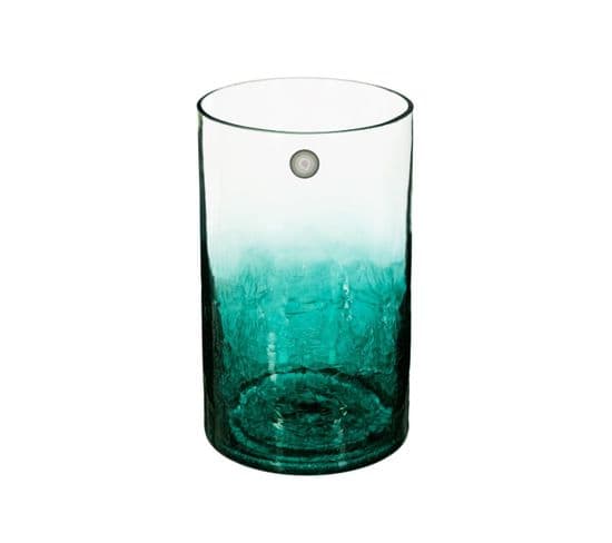 Vase Cylindrique En Verre Craquelé H 20 Cm