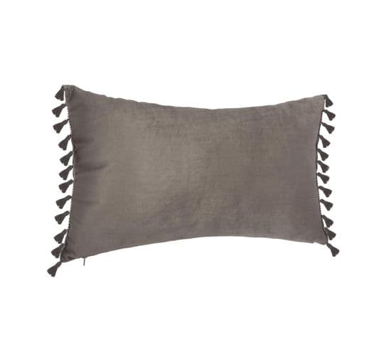 Coussin En Velours Gris Foncé 30 X 50 Cm