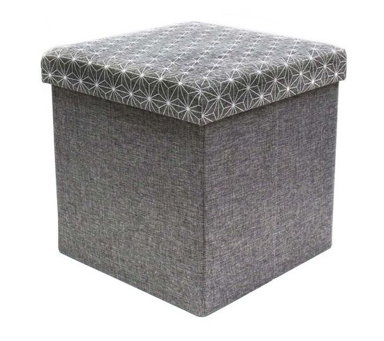 Pouf Coffre Pliable À Motifs "anto" 37cm Gris Et Blanc