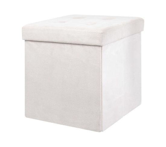 Pouf Coffre Pliable En Suédine "juno" 37cm Beige