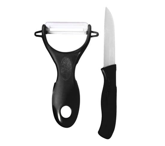 Couteau et Éplucheur Céramique "cario" 16cm Noir