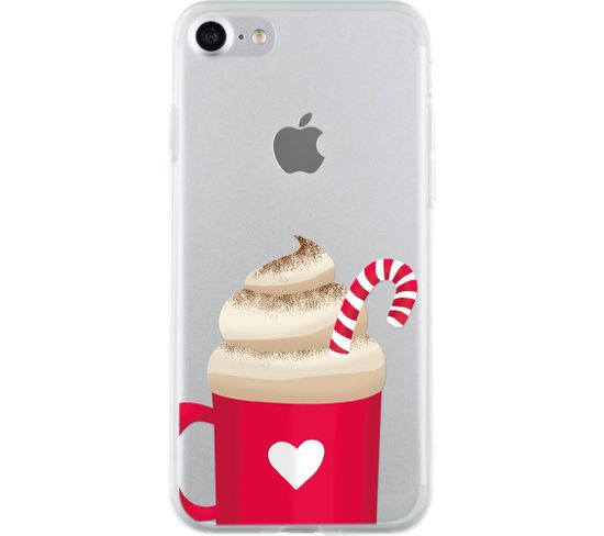 Coque semi-rigide transparente chocolat chaud pour iPhone 7/8