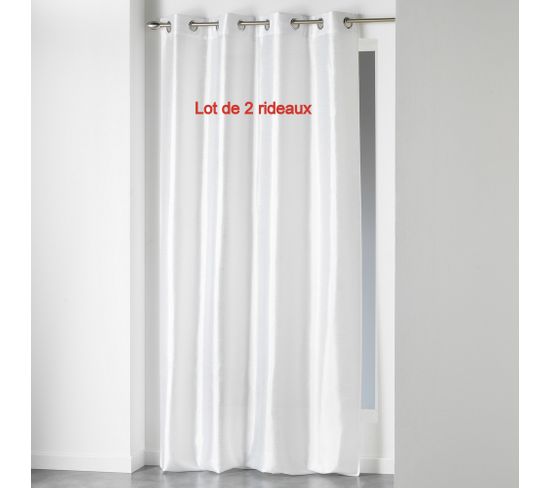 Lot De 2 Rideaux à Oeillets 140 X 240 Cm Shantung Uni Shana Blanc