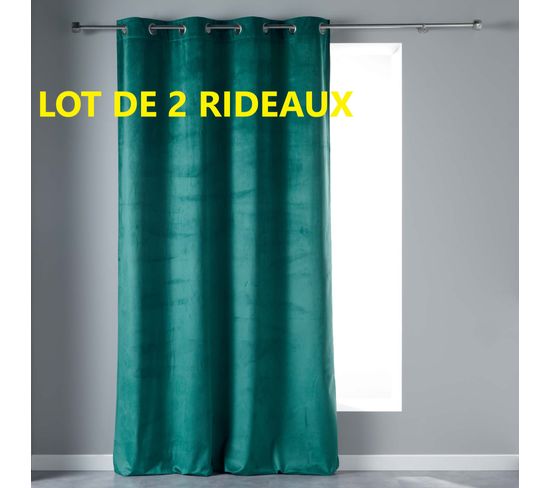 Lot De 2 Rideaux Tamisant En Velours 140 X 240 Cm Veloutea Vert