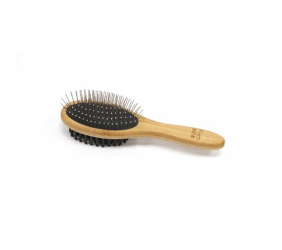 Brosse De Toilettage En Bambou "double Face" 22cm Naturel