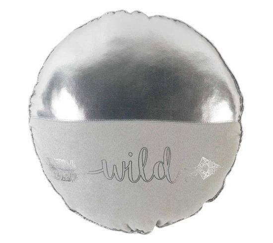 Coussin Déco Rond "wild" 40cm Argent