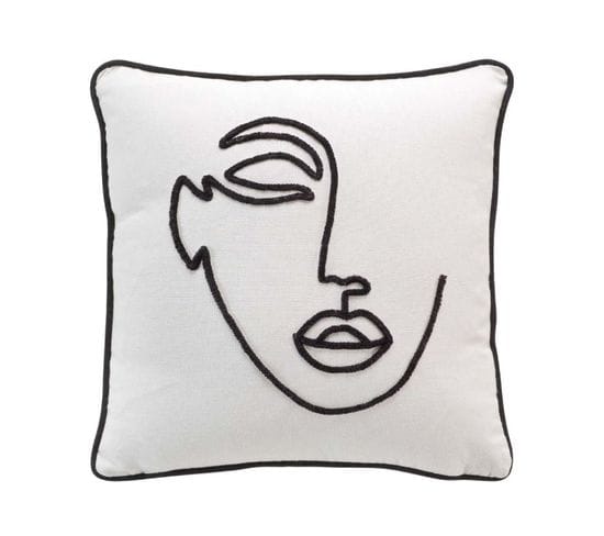 Housse De Coussin "demy" 40x40cm Naturel et Noir