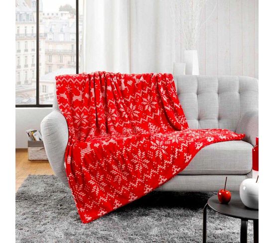 Plaid Flanelle Poche Pieds "holly" 125x150cm Rouge