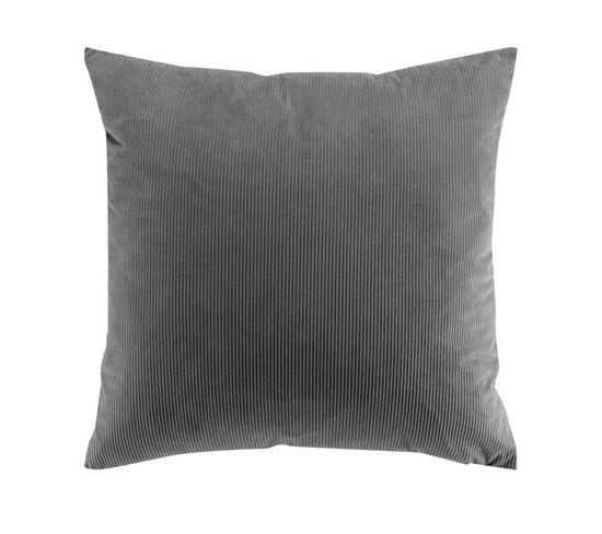 Coussin Déhoussable 50 X 50 Cm Velours Cotelé Uni Casual Anthracite