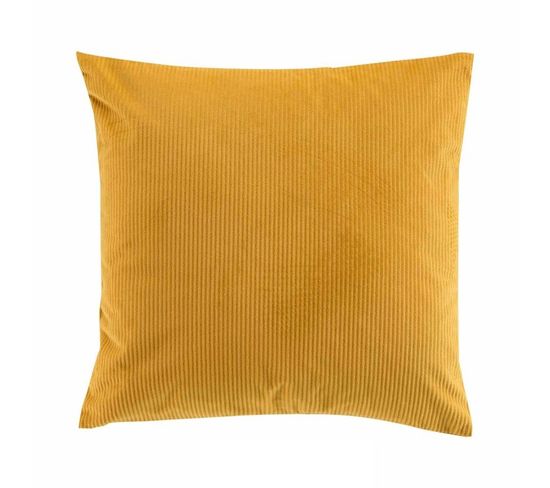 Coussin Déhoussable 50 X 50 Cm Velours Cotelé Uni Casual Ocre