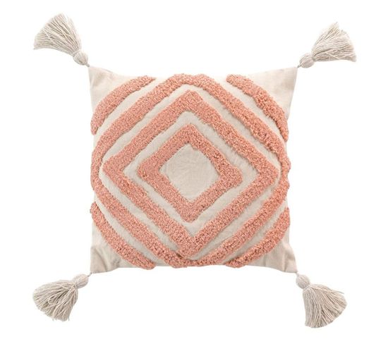 Coussin Déco Tufté "athena" 40x40cm Rose