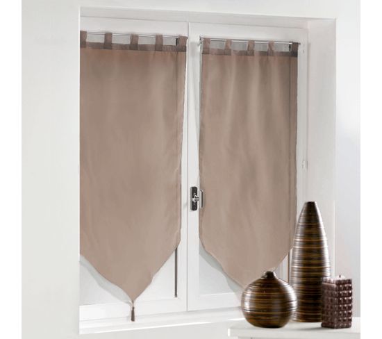 Paire Pompon Passants 2 X 60 X 90 Cm Voile Uni Voiline Taupe