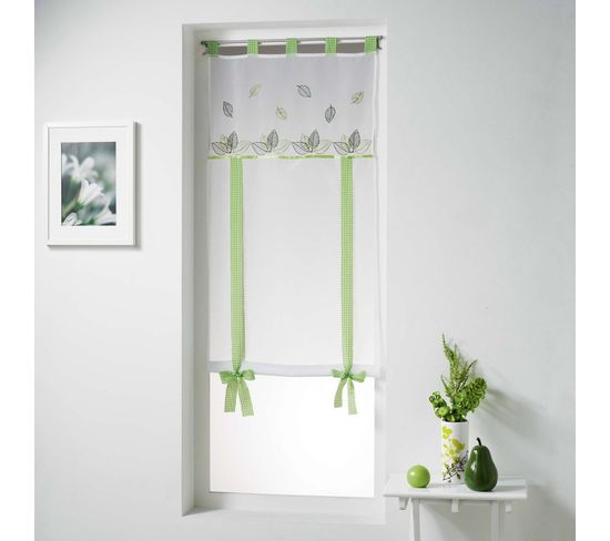 Store Voilage Brodé "anya" 60x150cm Vert