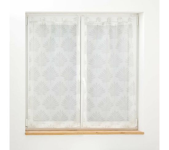 Paire Droite Passants 2 X 60 X 120 Cm Voile Tisse Applique Levita Blanc