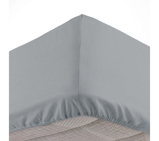 Drap Housse "lina" 140x190cm Gris Galet