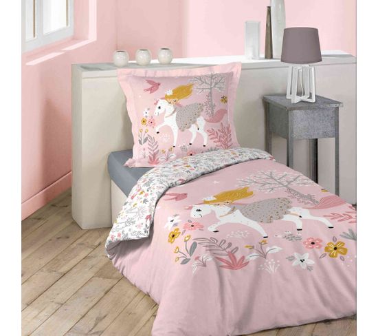 Parure De Lit Fee Des Bois Rose 140x200