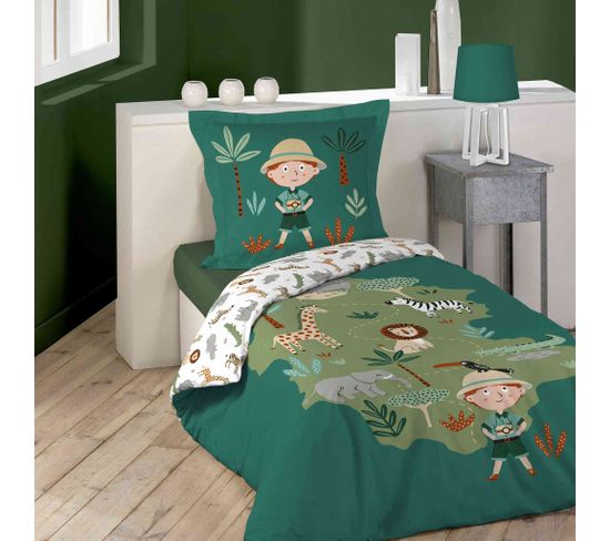 Parure De Lit Leo L'explorateur Vert 140x200