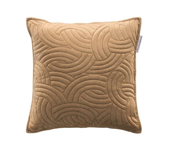 Housse De Coussin Velours Uni "solange" 40x40cm Chamois