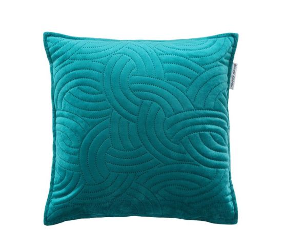 Housse De Coussin Velours Uni "solange" 40x40cm Bleu Pétrole