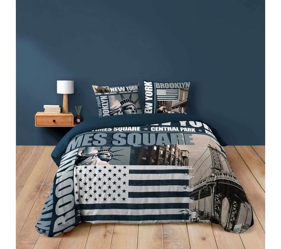 Housse De Couette 200 X 200 Cm Coton 42 Fils + 2 Taies Brooklyn