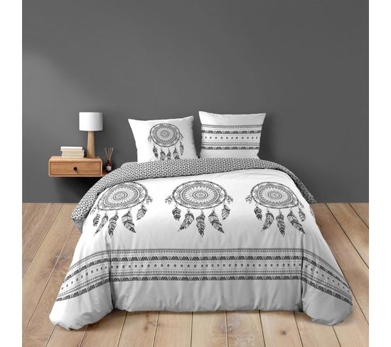 Housse De Couette 200 X 200 Cm Coton 42 Fils + 2 Taies Indian Dream