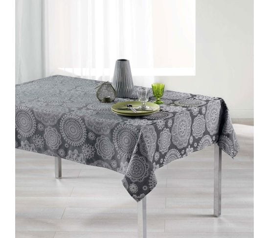 Nappe Rectangulaire "rose Des Vents" 140 X 250 cm Anthracite