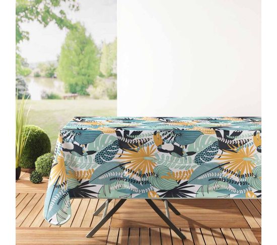 Nappe Antitache "brazilia" 150x200cm Menthe et Blanc