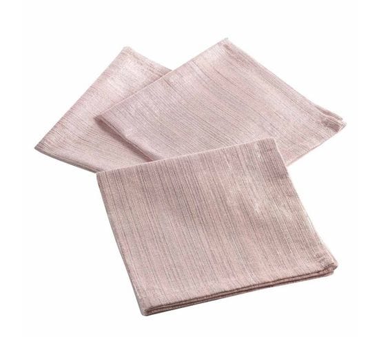 Lot De 3 Serviettes De Table "elegancia" 40x40cm Rose