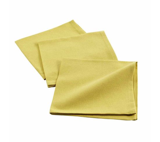 Lot De 3 Serviettes De Table "initia" 40x40cm Jaune