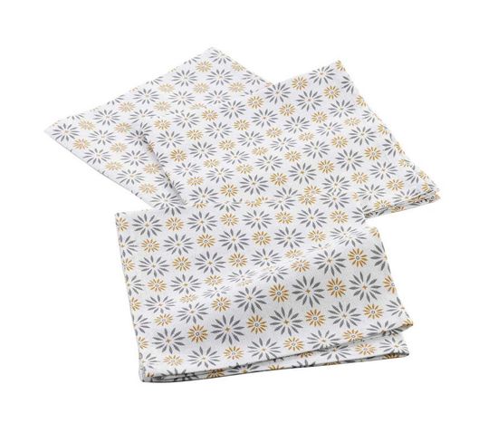 Lot De 3 Serviettes De Table "floreor" 40x40cm Gris