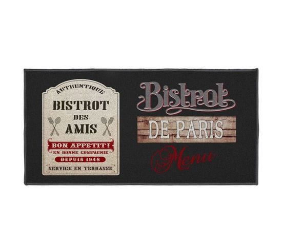 Tapis Rectangle "bistrot Des Amis" 57x120cm Noir