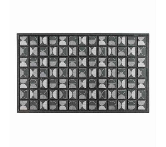 Tapis D'entrée Déco "retroblack" 45x75cm Noir