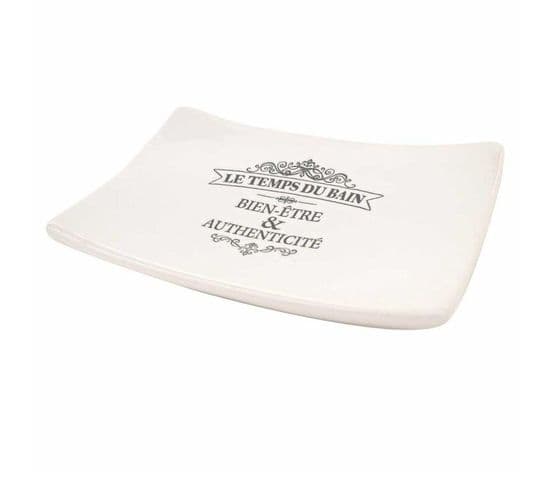 Porte Savon Imprimé "vintage" 14cm Blanc