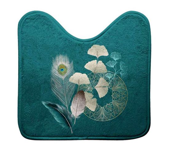 Tapis Contour Wc Imprimé "ginkoblue" 45cm Vert