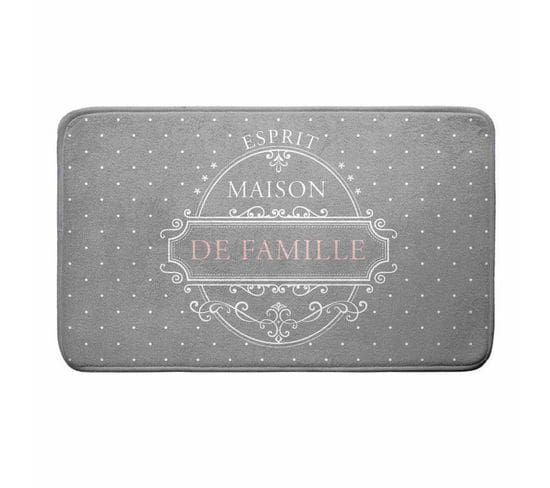 Tapis De Bain "maison De Famille" 45x75cm Gris