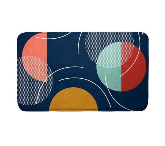 Tapis De Bain Imprimé "color Pop" 45x75cm Bleu