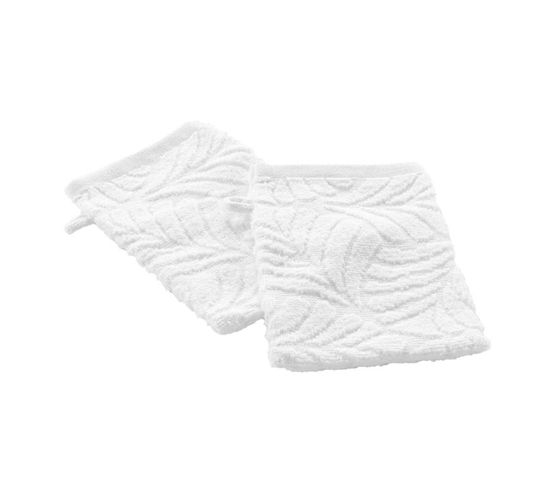 Lot De 2 Gants De Toilette "madeira" 15x21cm Blanc