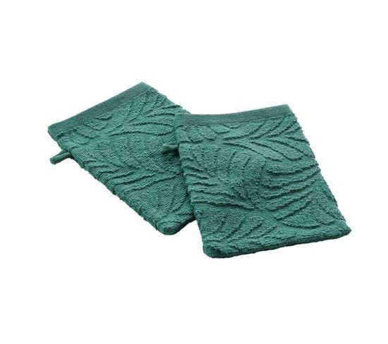 Lot De 2 Gants De Toilette "madeira" 15x21cm Emeraude