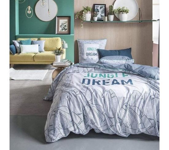 Housse De Couette Jungle Dream Bleu/vert, 240x260cm,  100% Coton