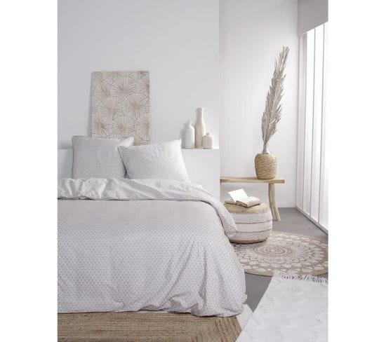 Parure De Lit 2 Personnes Slow Life - 220 X 240 Cm - 100% Coton - Karma