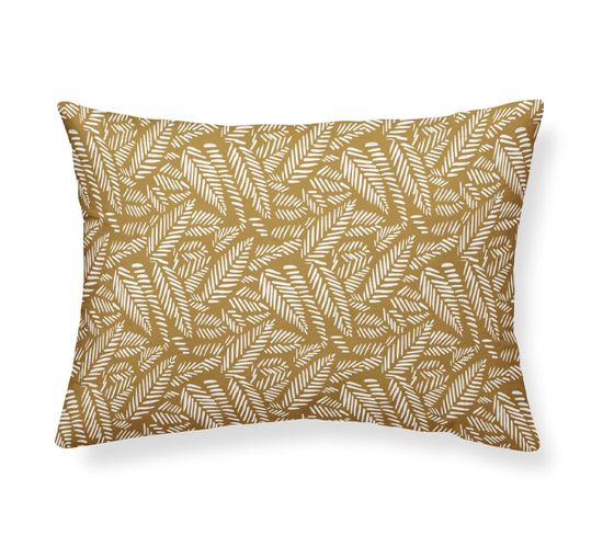 Coussin Déhoussable Imprime Teranga Inaya En Coton - Jaune - 30x50 Cm