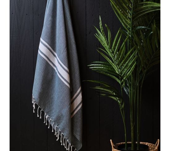 Serviette Fouta Spirit Garden En Coton - Bleu - 190x100 Cm