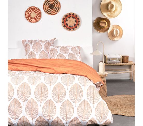 Parure De Lit  Sunshine Andrea En Coton - Orange - 240x260 Cm